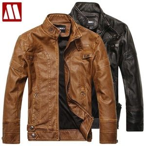 Men’s (Faux) Leather Biker Jackets/ Brown & Black